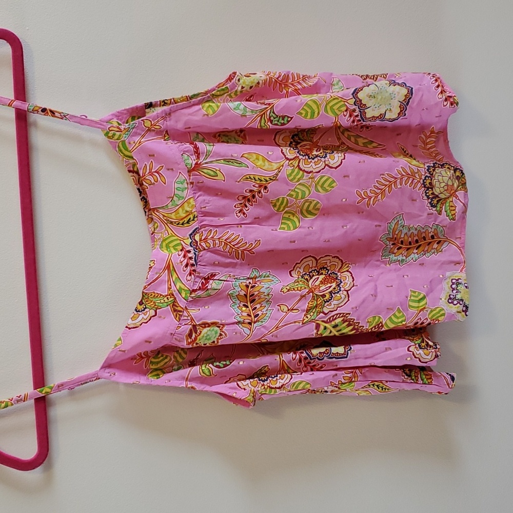 New! Aerie woven flowy Tank top pink tropics large